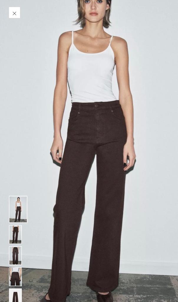 Jeans donkerbruin Zara, Bruin, Zara, Maat 42/44 (L), Ophalen of Verzenden