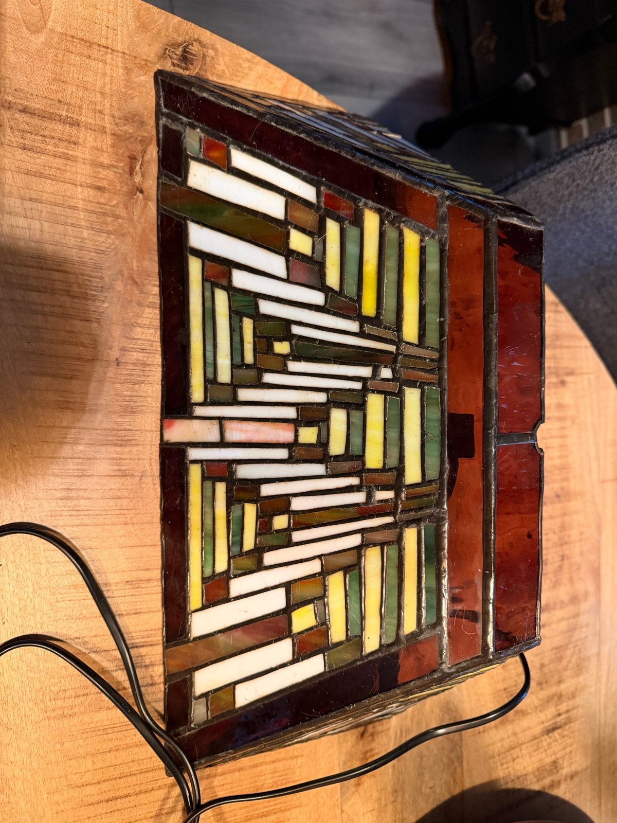 Art Deco Glas-in-lood Wandlamp, Antiek en Kunst, Ophalen