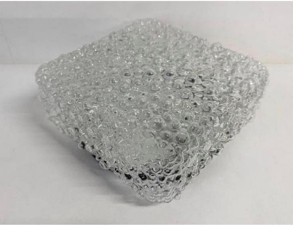 Vintage plafonnière vierkant helder bubbel glas mid century, Helena Tynell, 24 cm, Zo goed als nieuw, Glas