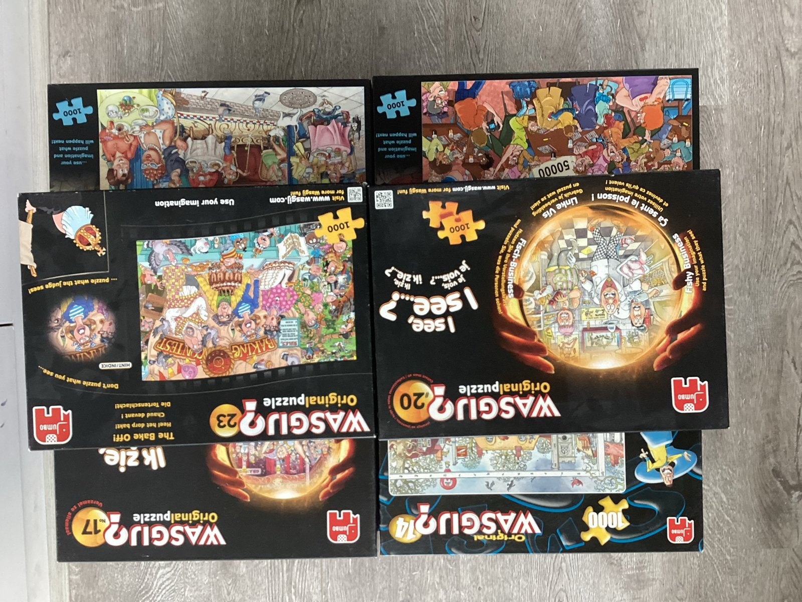 Grote collectie Wasgij puzzels (1000 stukjes), Ophalen, 500 t/m 1500 stukjes, Gebruikt, Legpuzzel