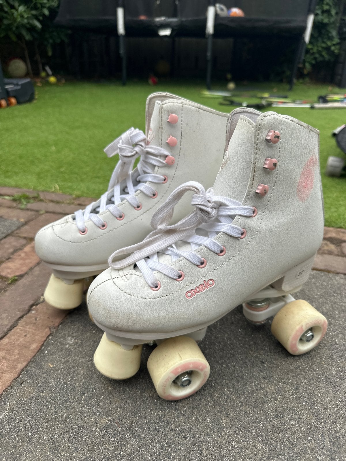 Oxelo rolschaatsen maat 37 - Wit met roze details, Ophalen of Verzenden, Zo goed als nieuw, Kinderen