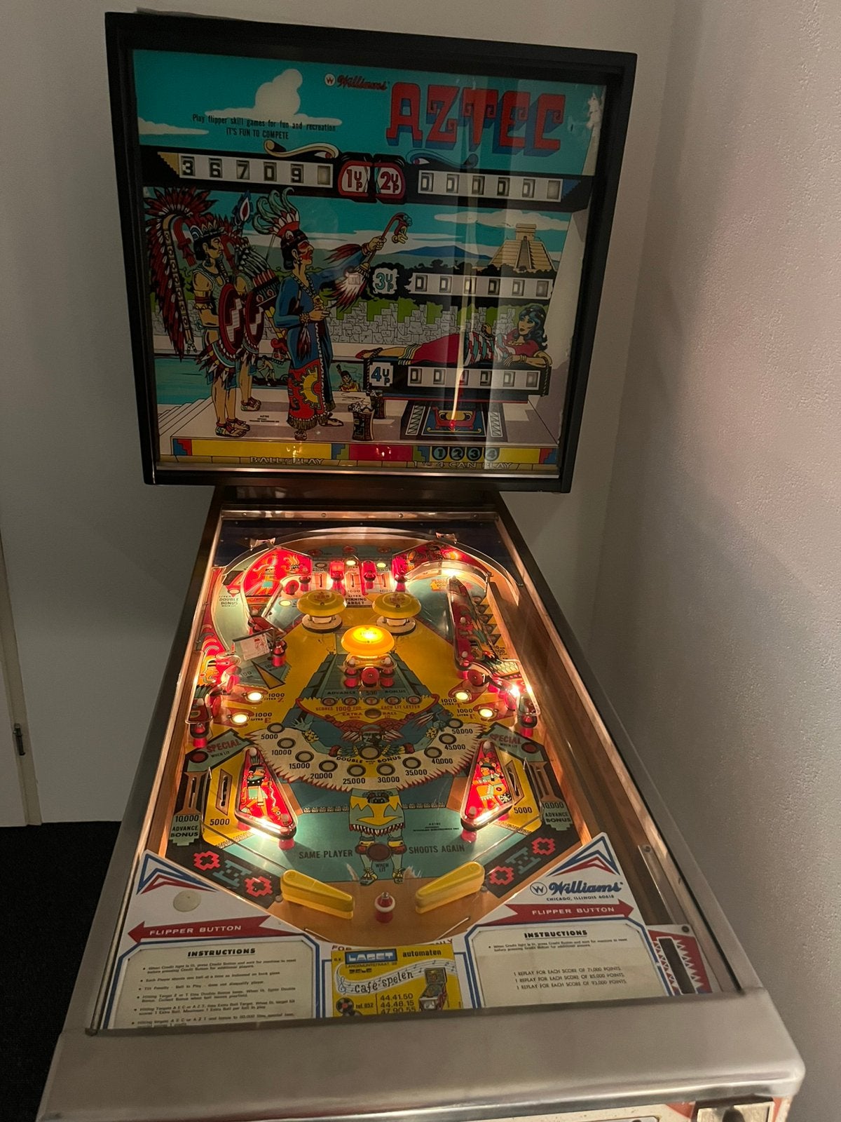 Flipperkast mechanisch AZTEC Williams, Ophalen, Gebruikt, Mechanisch, Williams