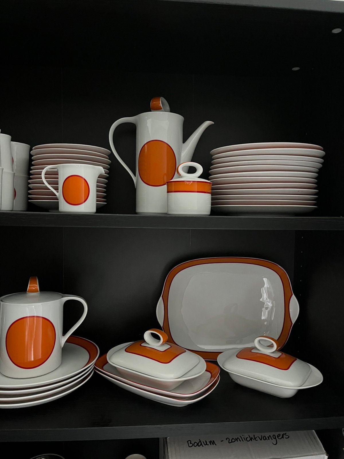 Vintage retro oranje bollen servies Eschenbach, Ophalen of Verzenden, Zo goed als nieuw, Overige stijlen, Kop(pen) en/of Schotel(s)
