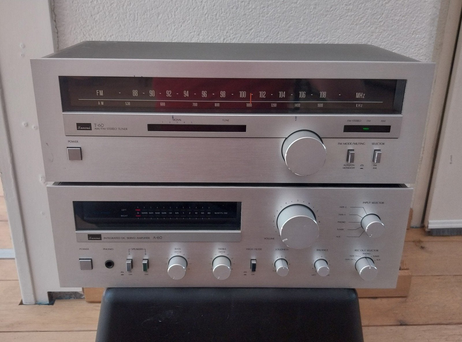Sansui A-60 Versterker en T-60 Tuner Phono tulp, Audio, Tv en Foto, Stereo-sets, Ophalen of Verzenden, Gebruikt, Overige merken