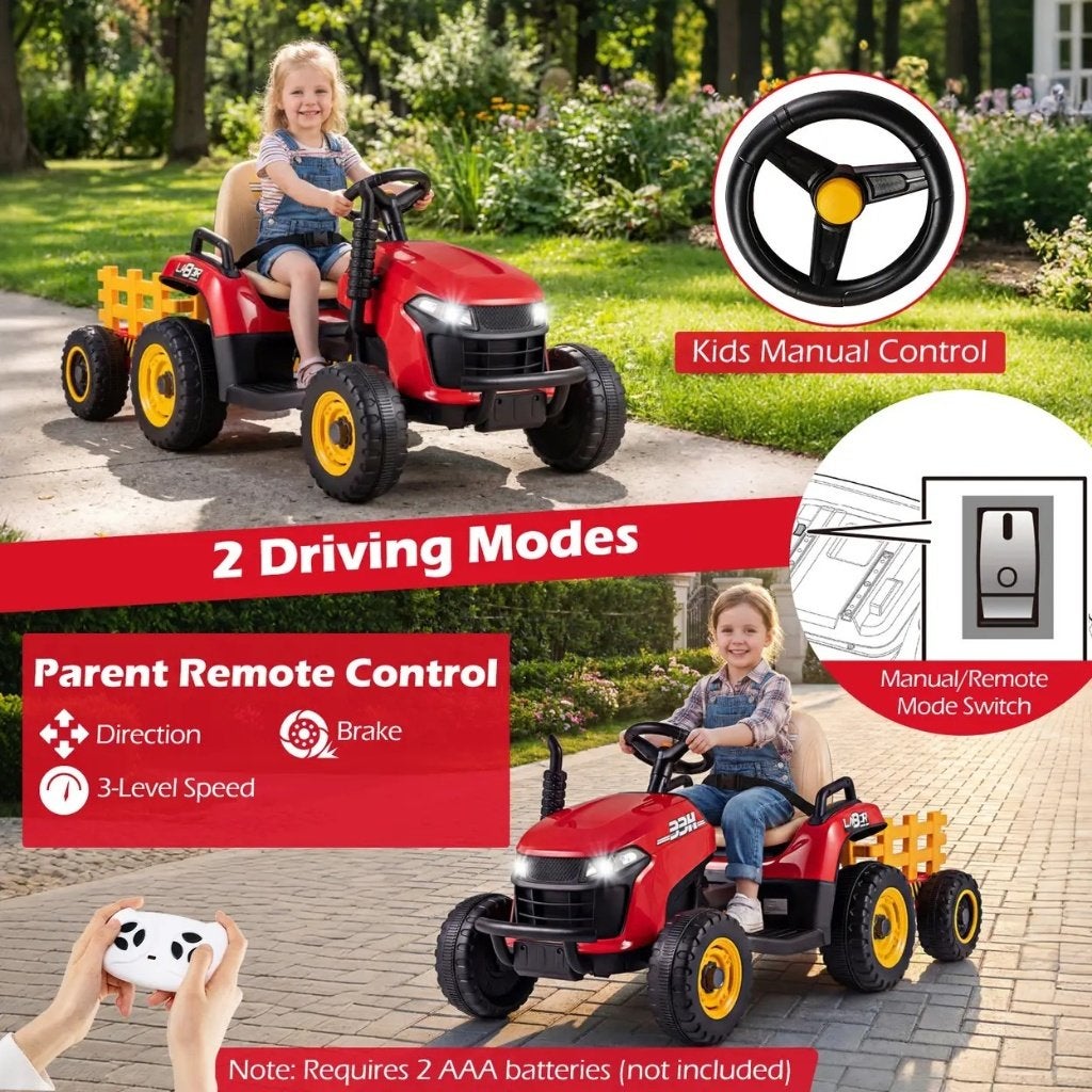 Costway Elektrische Kindertractor 24V met aanhanger - NIEUW, Ophalen of Verzenden, Nieuw