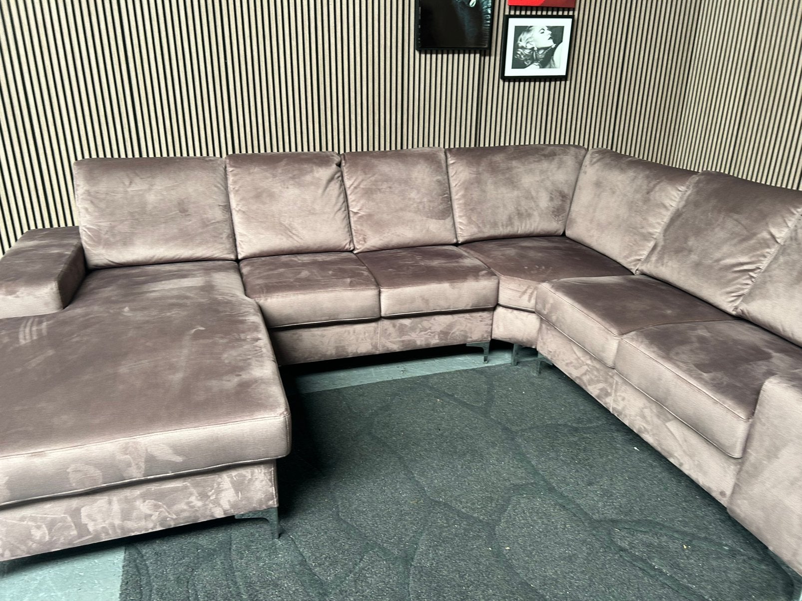 GRATIS LEVERING U-Bank Velvet Bruin 330X260 GEREINIGD, Huis en Inrichting, Velvet u bank, Hoekbank, 300 cm of meer, Ophalen of Verzenden