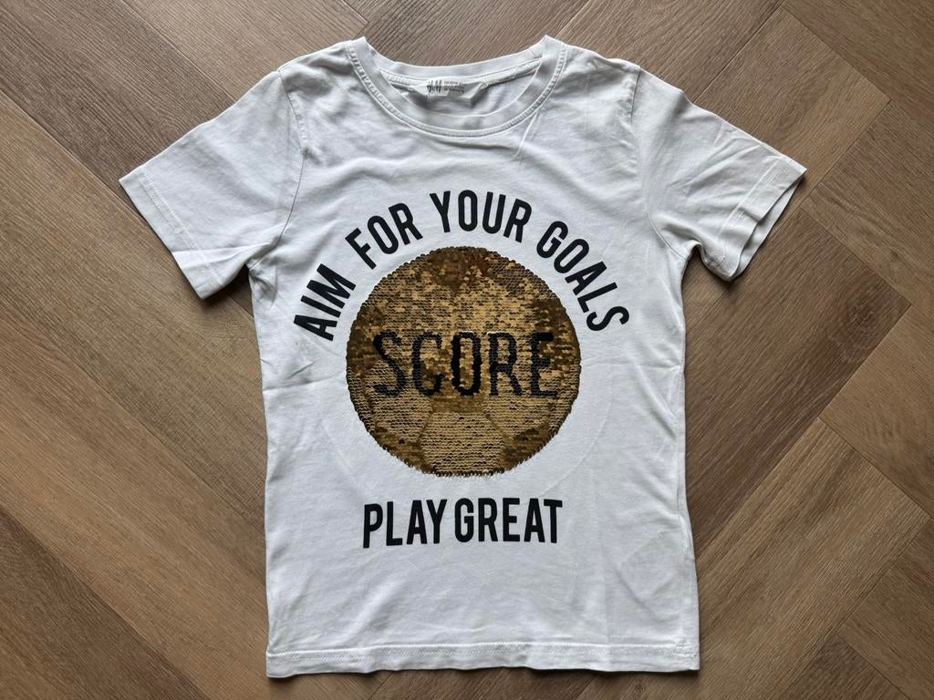 H&M verander voetbalshirt maat 122/128, Ophalen of Verzenden, Gebruikt, Jongen, Shirt of Longsleeve