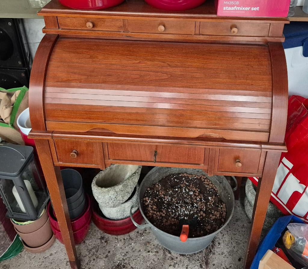 Cillinder bureau kersenhout, Huis en Inrichting, Bureaus, Ophalen, Gebruikt, Antiek, Hout
