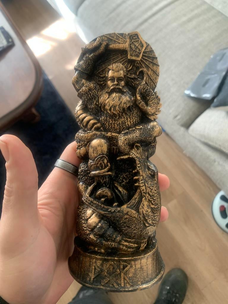 Hars beeldje Thor - Noorse Mythologie Decoratie, Ophalen of Verzenden, Zo goed als nieuw, Fantasy