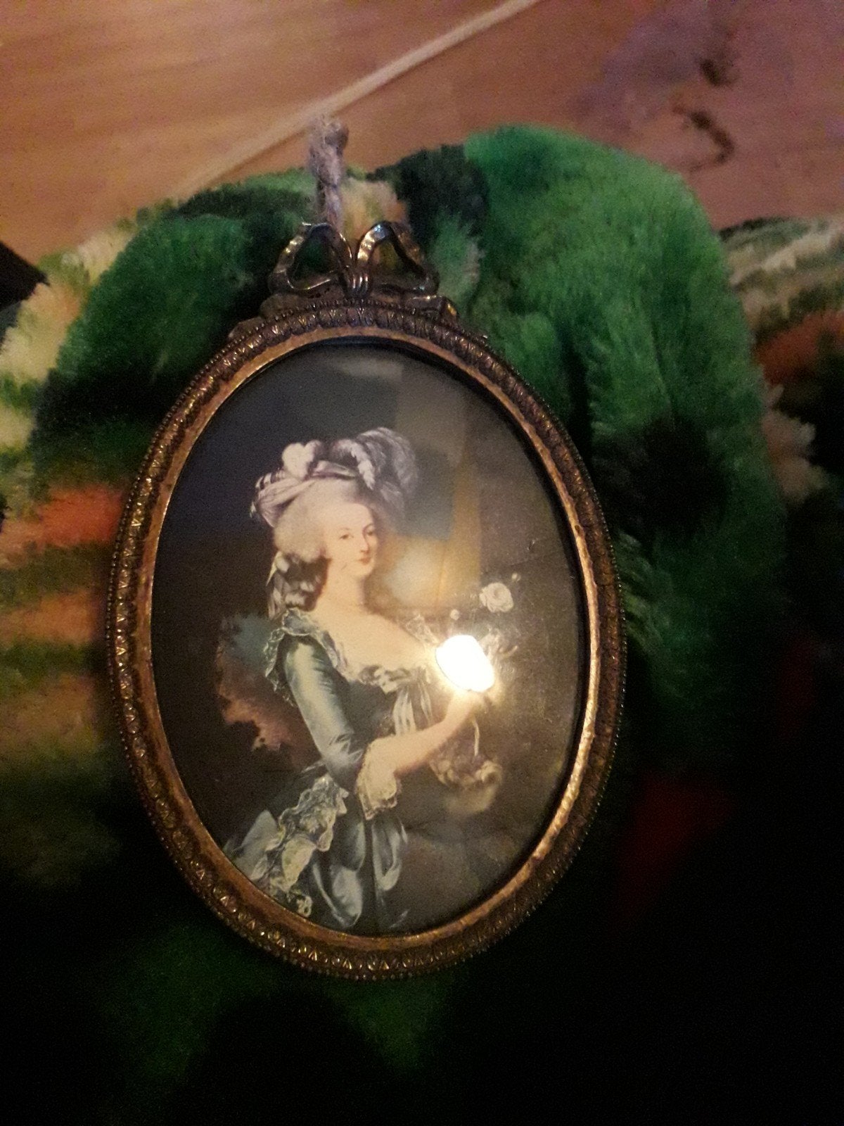 Antiek ovaal miniatuur schilderij in messing lijst, Ophalen