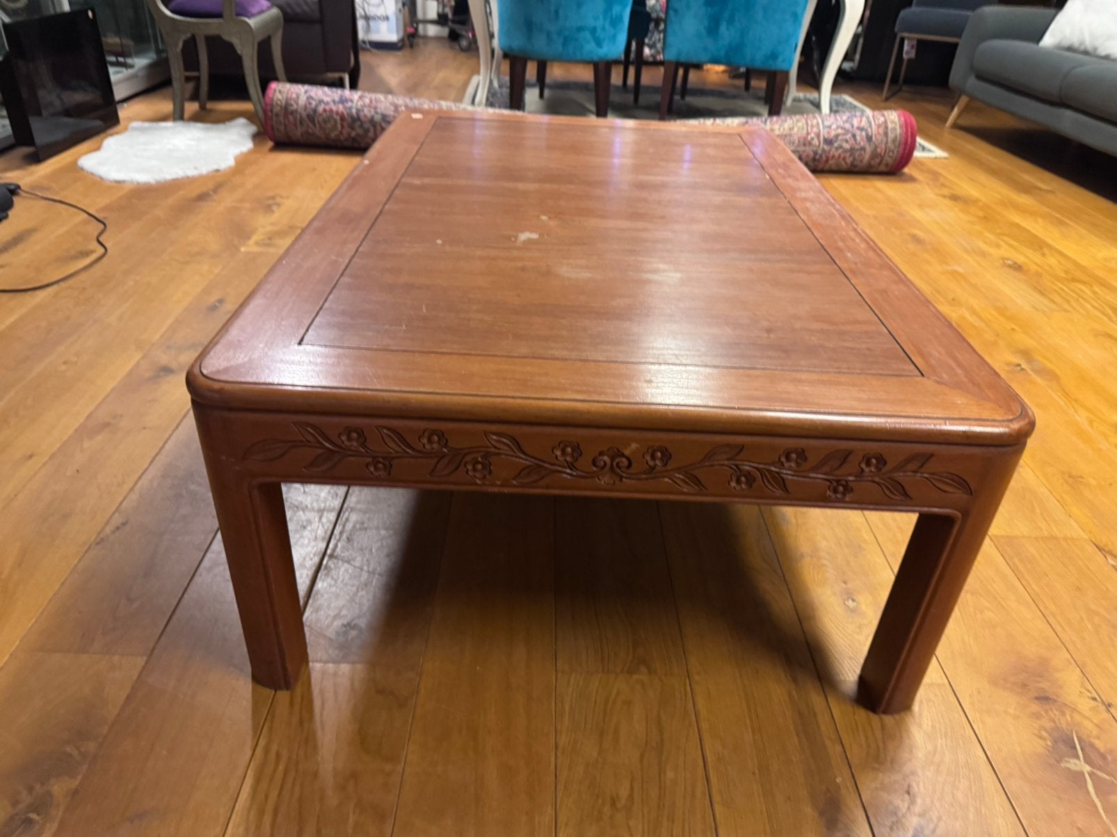 mooie houten  salon tafel schatkamer arnhem, Ophalen, 100 tot 150 cm, C, 50 tot 100 cm