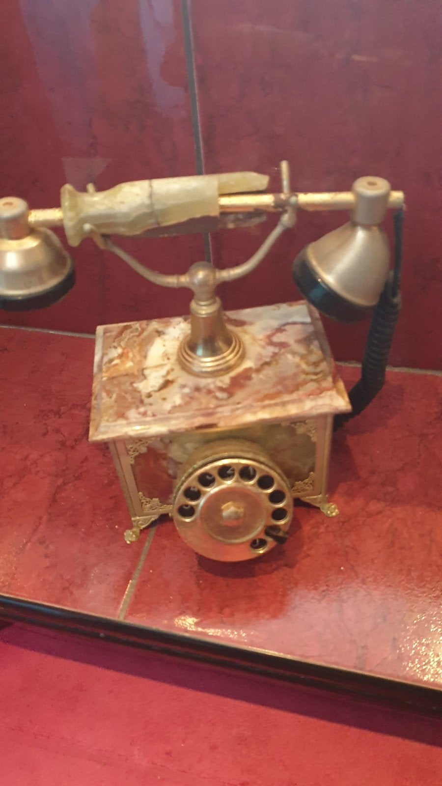 Antieke telefoon van marmer en messing, Ophalen of Verzenden