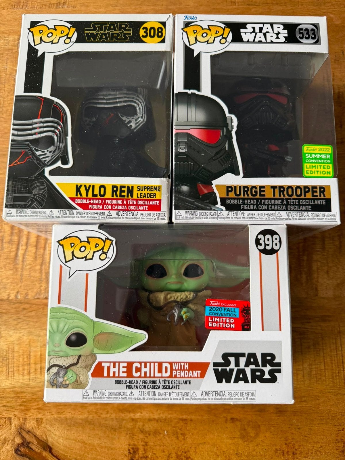 Star Wars Funko Pops: Kylo Ren, Purge Trooper, The Child, Ophalen of Verzenden