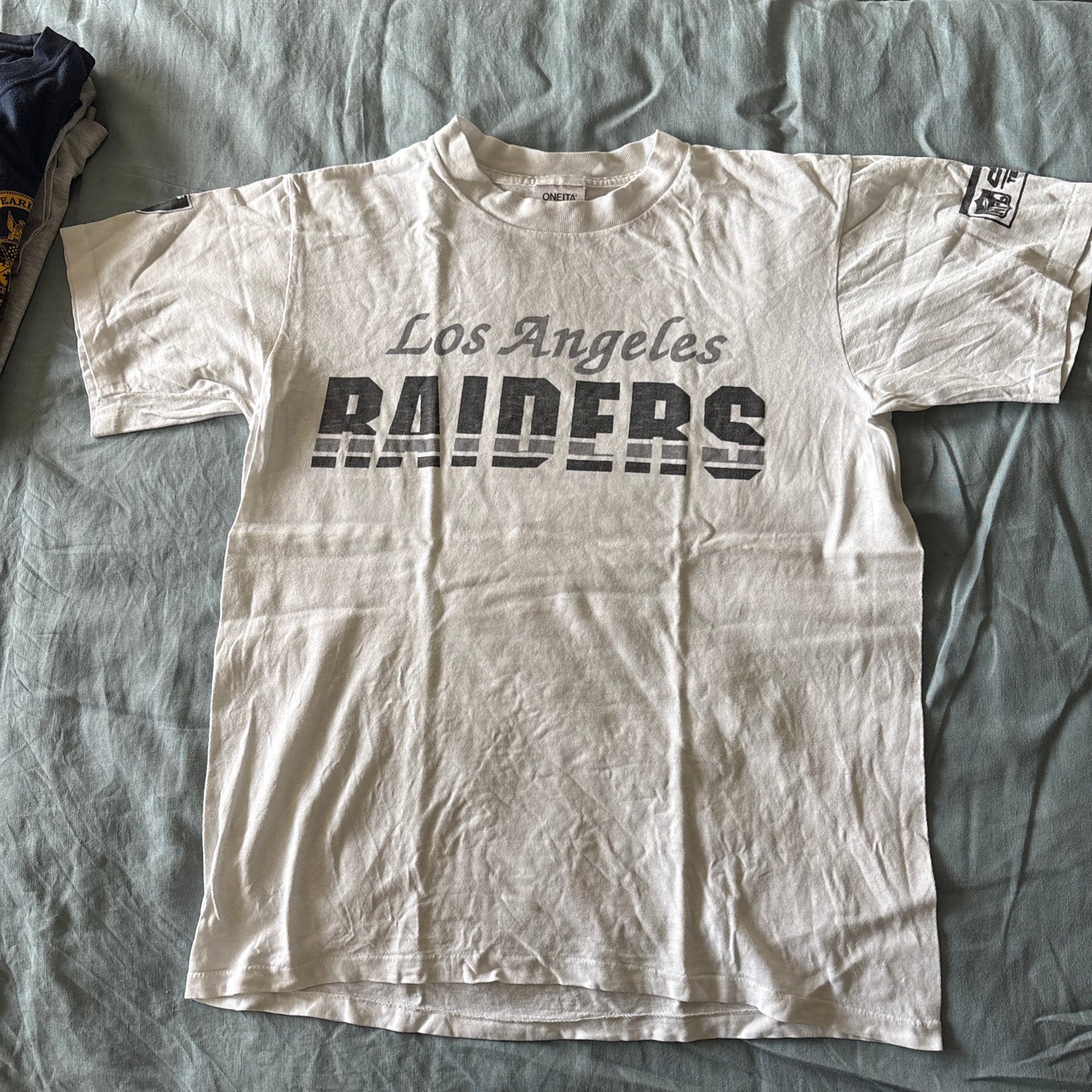 Vintage 90s LA Raiders Shirt Single Stitch Oneita L, Ophalen of Verzenden, Gedragen, Maat 52/54 (L)