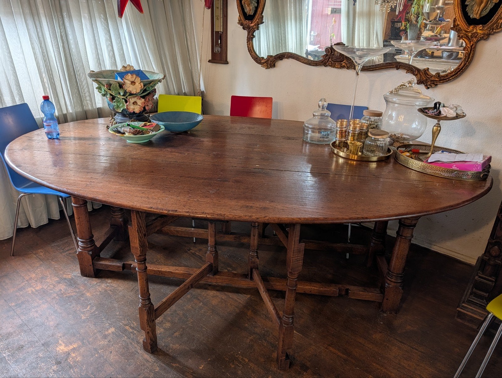 Engelse Hangoortafel - 240x150x75 cm, Antiek en Kunst, Antiek | Meubels | Tafels, Ophalen of Verzenden