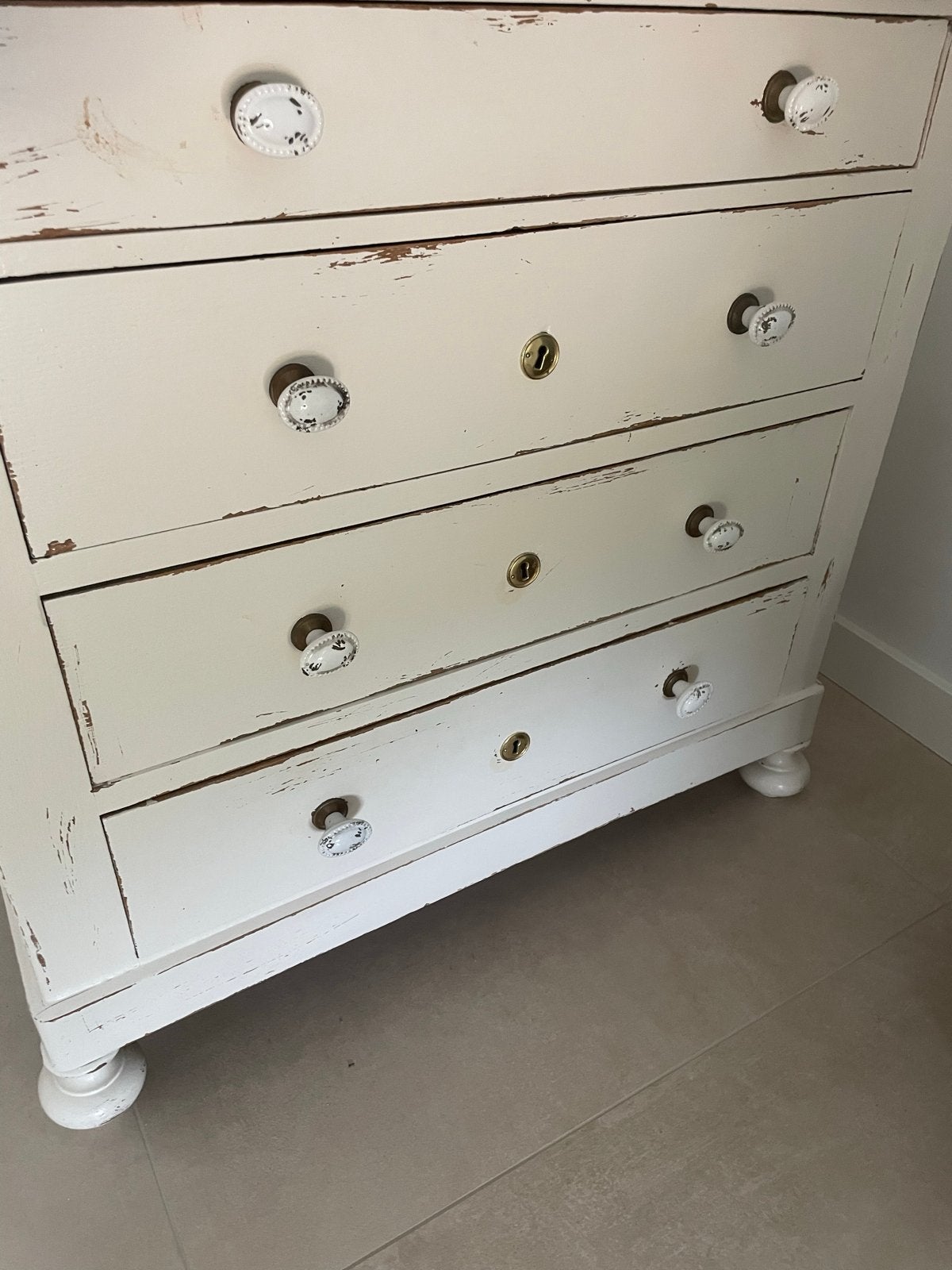Antieke ladekast met spiegel - Shabby Chic, Antiek en Kunst, Ophalen