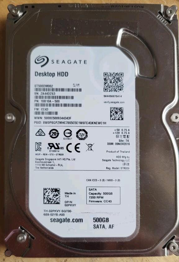 Seagate ST500DM002 500GB 3.5" SATA harddisk, Computers en Software, Harde schijven, Intern, Gebruikt, Ophalen of Verzenden, Seagate