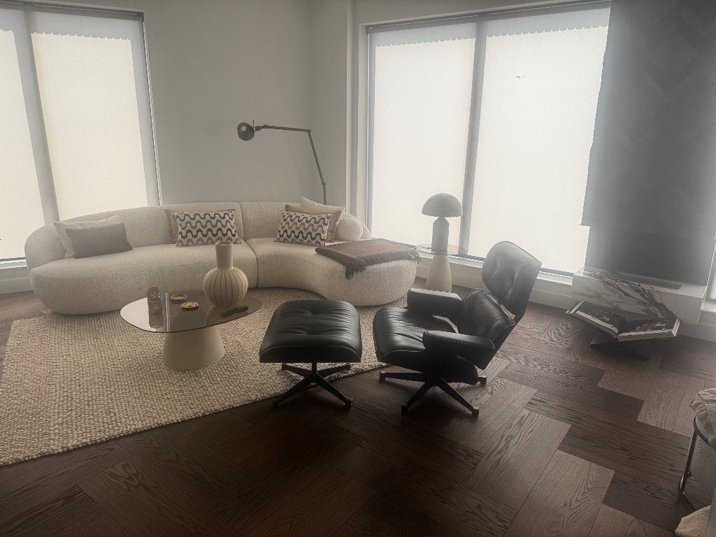 Vitra Eames Lounge Chair & Ottoman Zwart Premium Leer, Huis en Inrichting, Fauteuils, Ophalen, Designklassieker, Modern, Eames