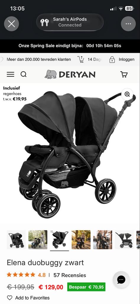 Deryan Duo buggy - Zo goed als nieuw, Ophalen, Zo goed als nieuw, Overige merken, Duomodel