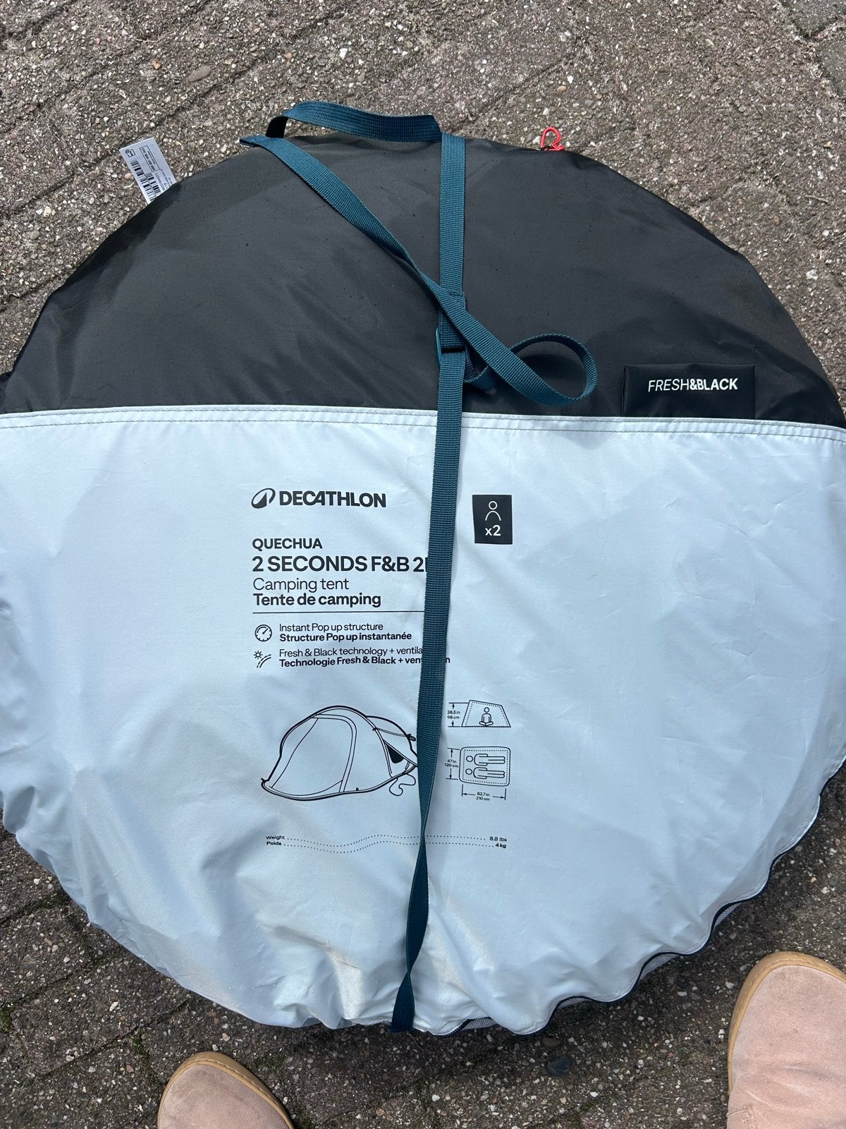 Decathlon Quechua 2 Seconds F&B 2-persoons tent, Ophalen of Verzenden, Zo goed als nieuw, Tot en met 2