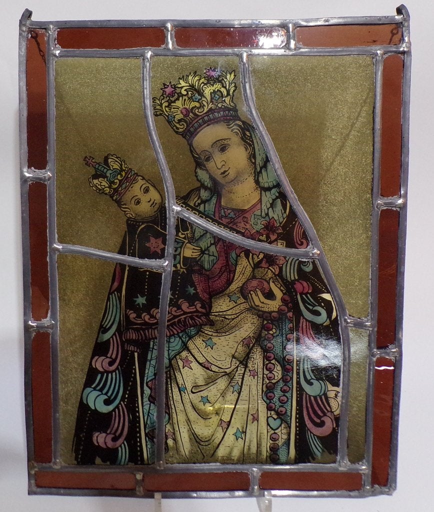 glas in lood raam Sterre der Zee, Maria met kind, Antiek en Kunst, Ophalen of Verzenden