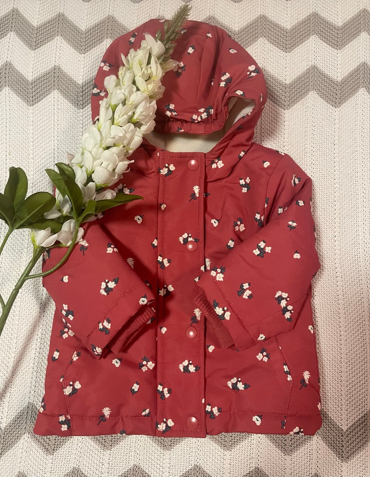 ZGAN, oudroze/gebloemd gevoerd babyjasje, Primark, maatje 68, Kinderen en Baby's, Ophalen of Verzenden, Zo goed als nieuw, Meisje