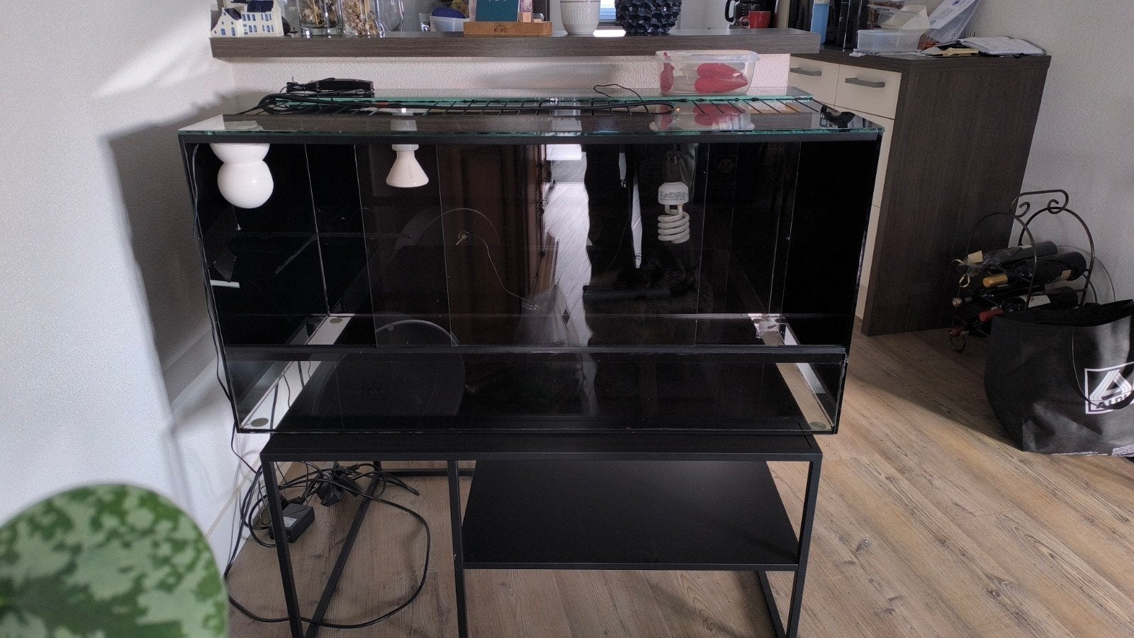 MOET WEG Terrarium 100x50x50 incl thermostaat & tafel, Dieren en Toebehoren, Ophalen, Verwarming, Gebruikt, Leeg aquarium