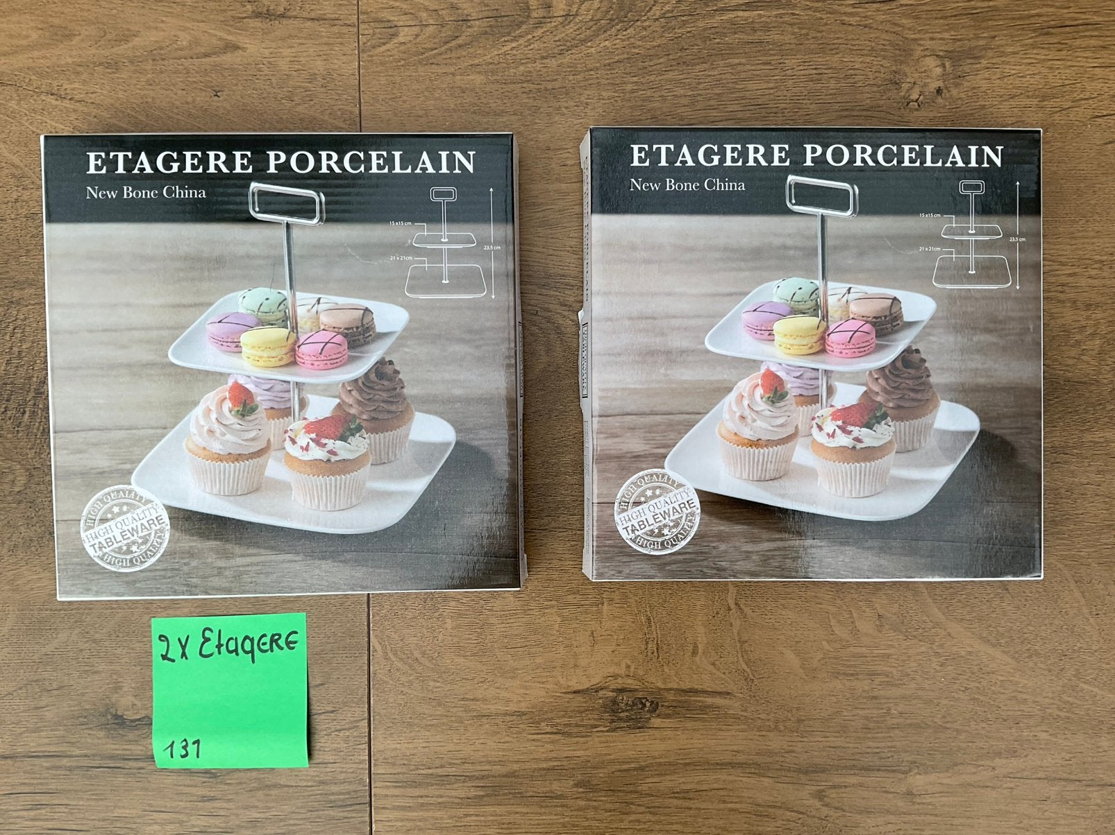 2 nieuwe porseleinen etageres wit compleet GEEN SCHADE, Ophalen, Nieuw, Overige materialen, Demontabel