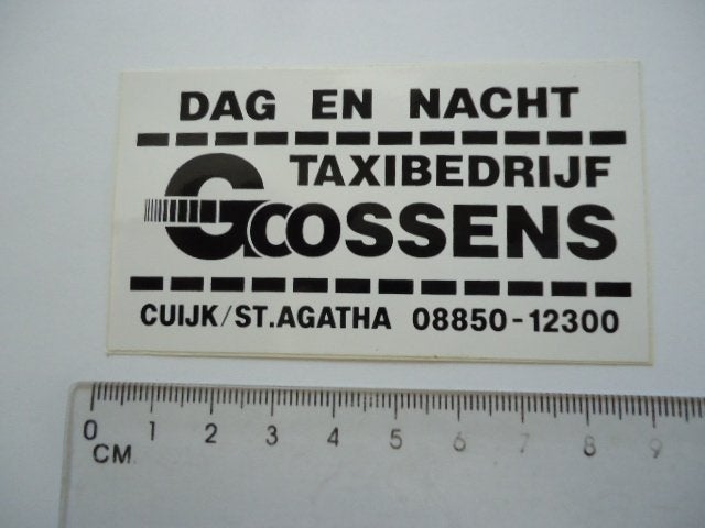 sticker oud Goossens TAXI Cuijk St Agatha retro auto, Verzenden, Zo goed als nieuw, Bedrijf of Vereniging