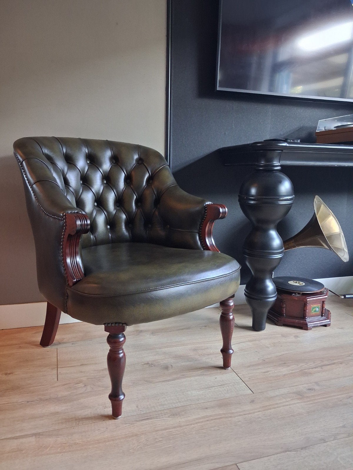 Groen Leren fauteuil Chesterfield Gainsborough, Ophalen