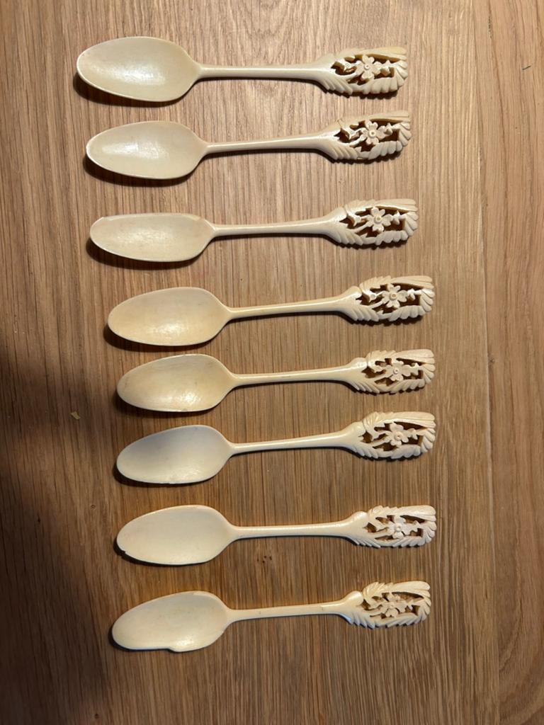 Antieke benen lepels, set van 8, Ophalen