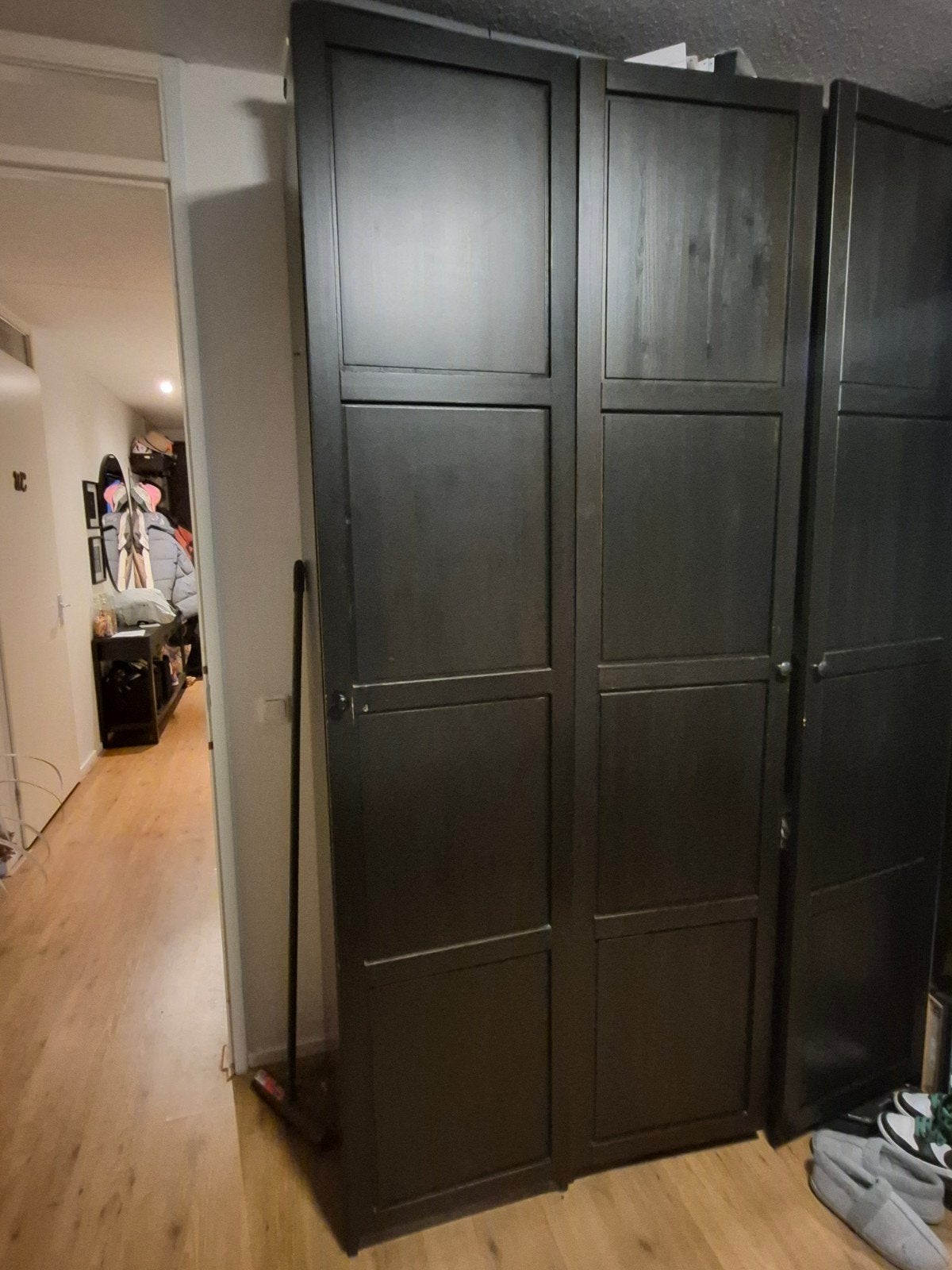 IKEA PAX Kast Zwartbruin met Spiegel- en Bergsbodeuren, Huis en Inrichting, Kasten | Kledingkasten, Gebruikt, 200 cm of meer, 100 tot 150 cm