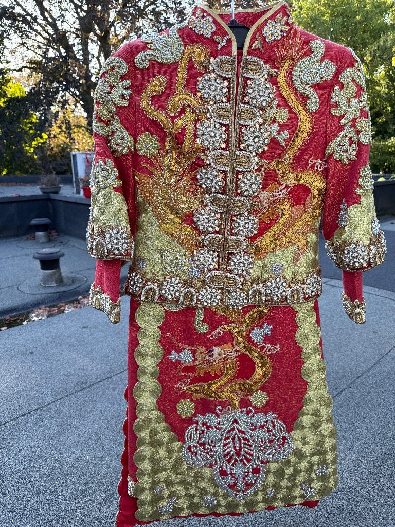 Prachtig Chinees traditioneel trouwpak - Qun Kwa, Ophalen of Verzenden