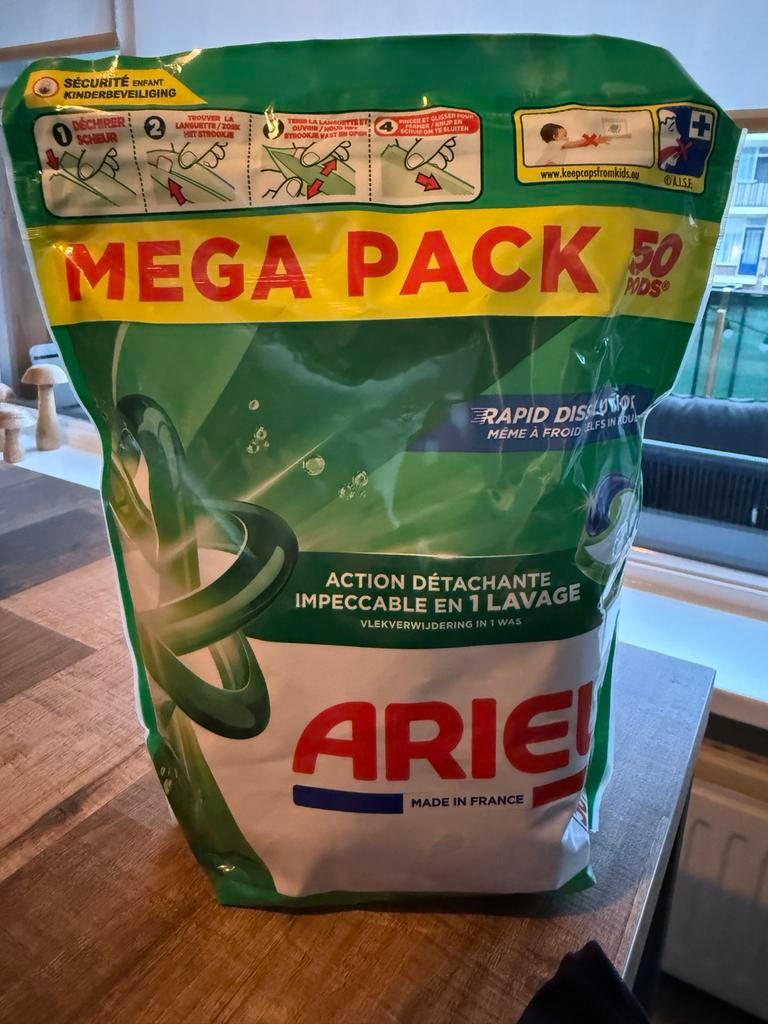 Ariel mega pack 50 stuks universeel, Witgoed en Apparatuur, Wasmachines, Minder dan 4 kg, Ophalen, Minder dan 1200 toeren, Minder dan 85 cm