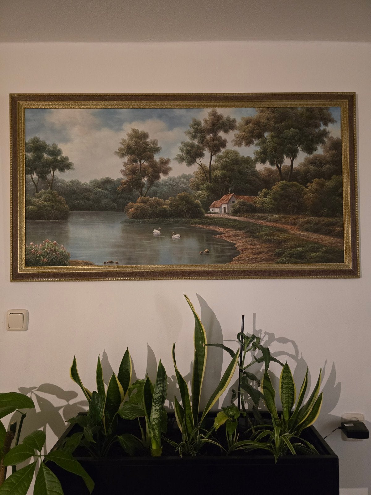 Prachtig groot handgeschilderd landschapsschilderij, Ophalen, Origineel werk, Olieverf, Doek