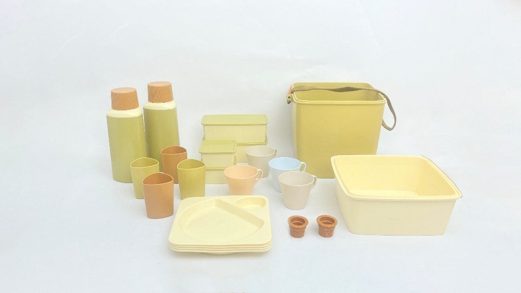 50s 60s Husqvarna Picknick set vintage camper thermos glazen, Gebruikt, Hälsingegatan 49, Stockholm, Ophalen of Verzenden, Husqvarna