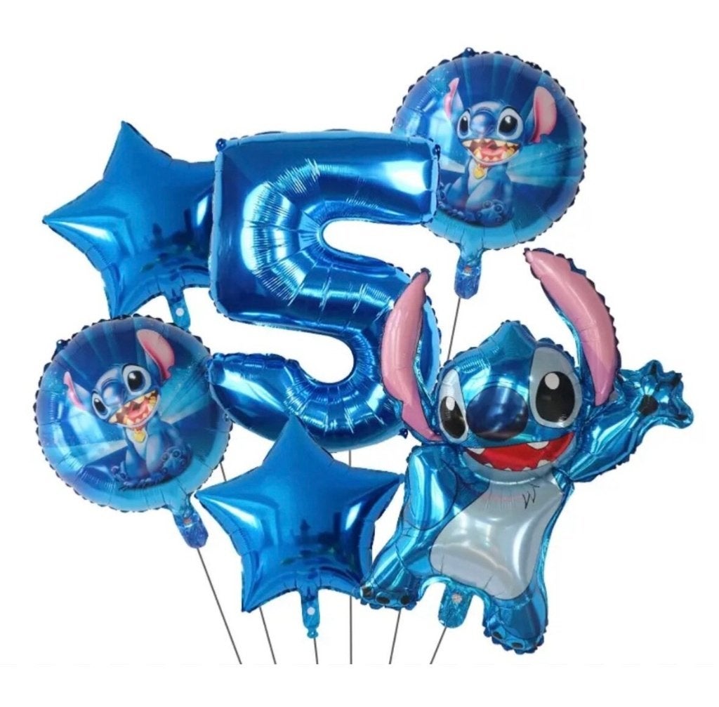 Stitch Folieballonnenset (6 stuks), Ophalen of Verzenden, Nieuw, Versiering, Verjaardag