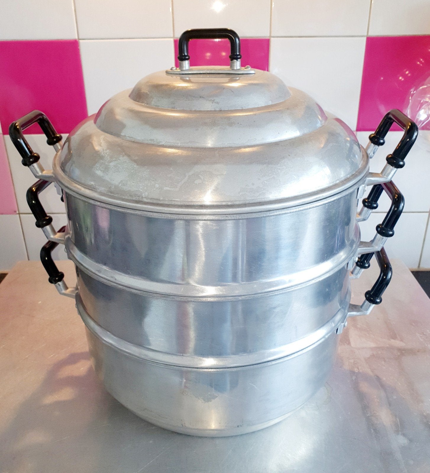 Stoompan Aluminium Thais, Huis en Inrichting, Keuken | Potten en Pannen, Ophalen, Zo goed als nieuw, Aluminium, Overige typen