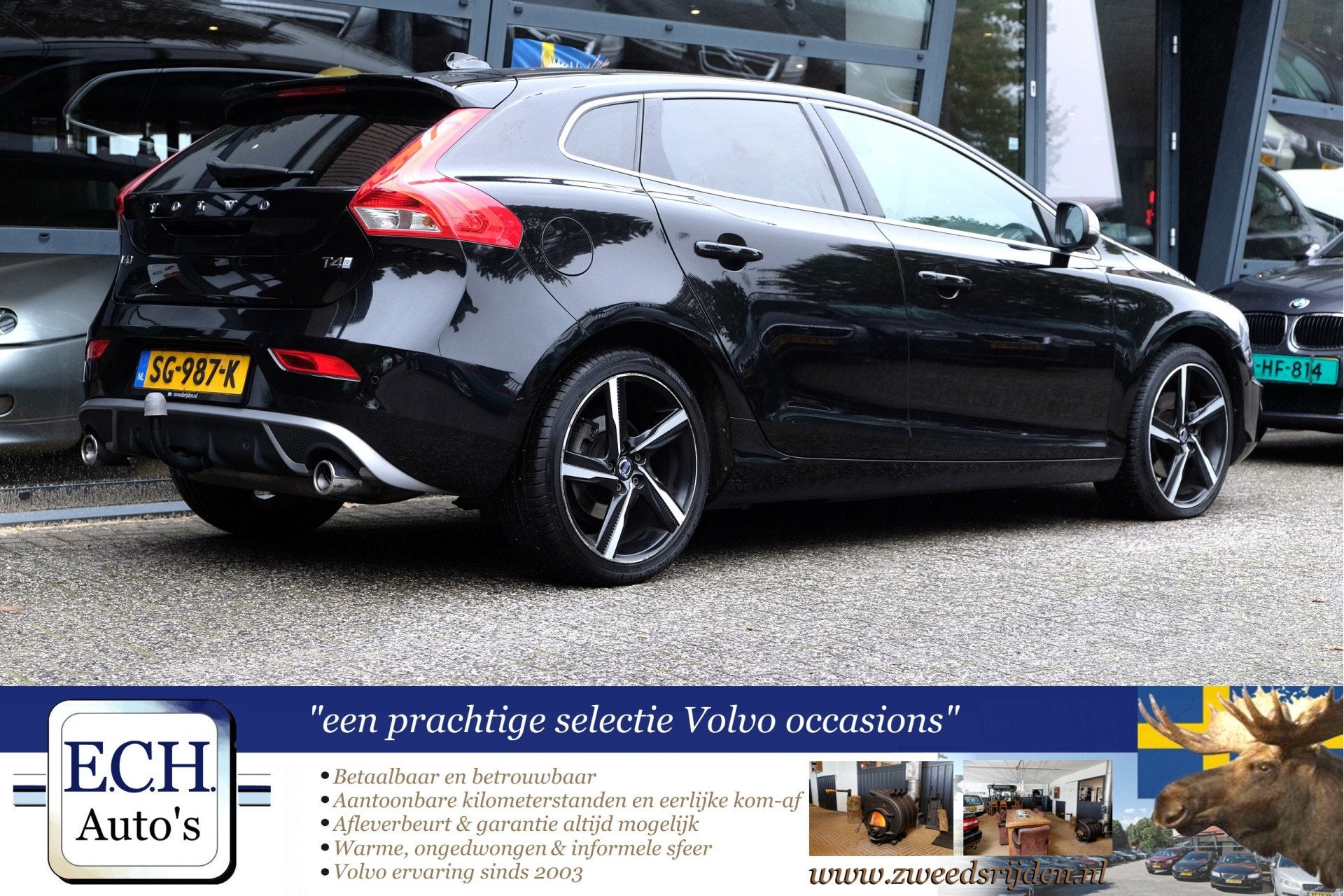 Volvo V40 2.0 T4 190 pk Business Sport, Navi, Panoramadak, T, Voorwielaandrijving, Dealer onderhouden, Gebruikt, Zwart