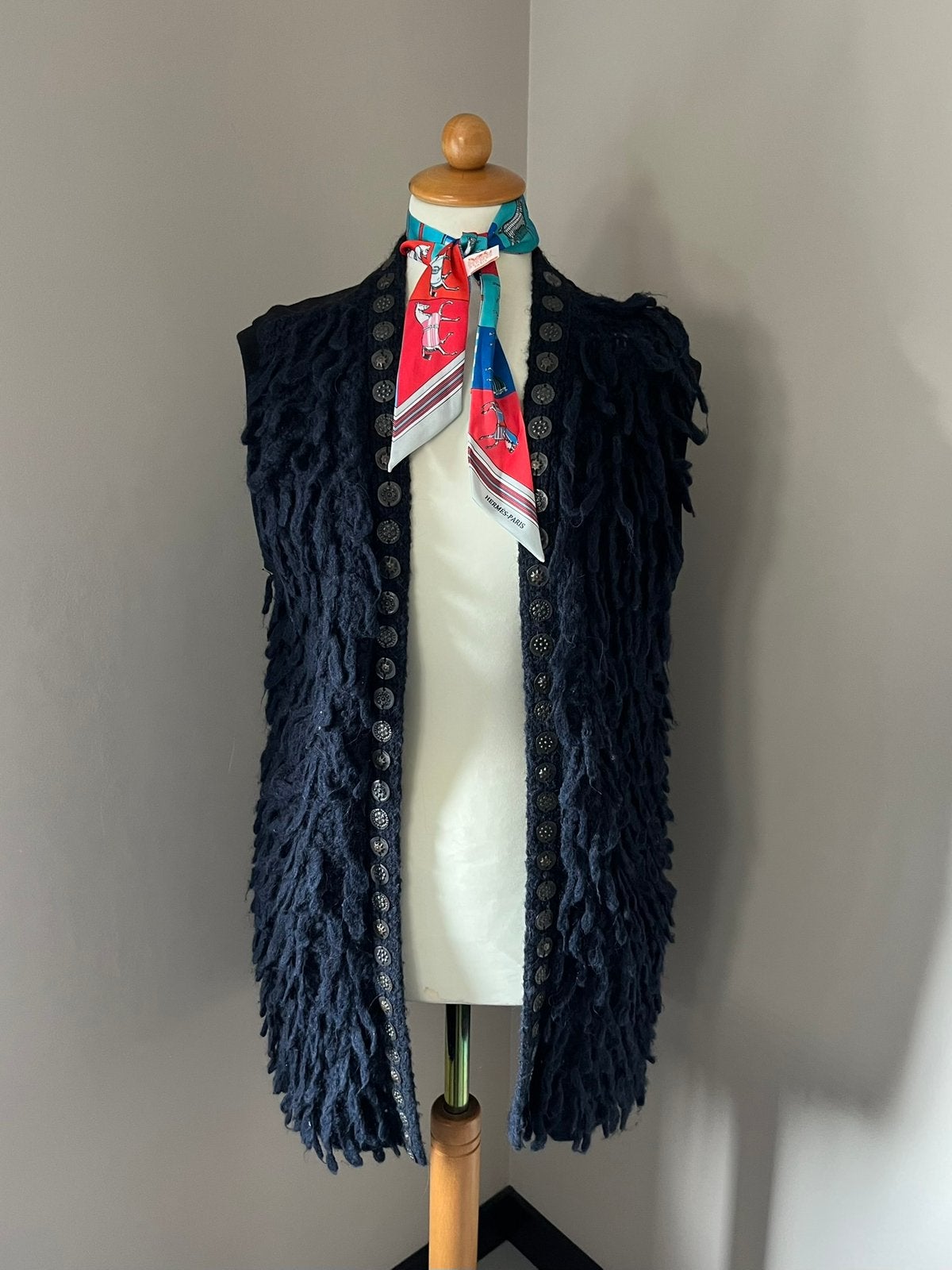 Maison Scotch wolblend gilet vest blauw zwart 38 40, Ophalen of Verzenden, Zo goed als nieuw, Maat 38/40 (M), Blauw