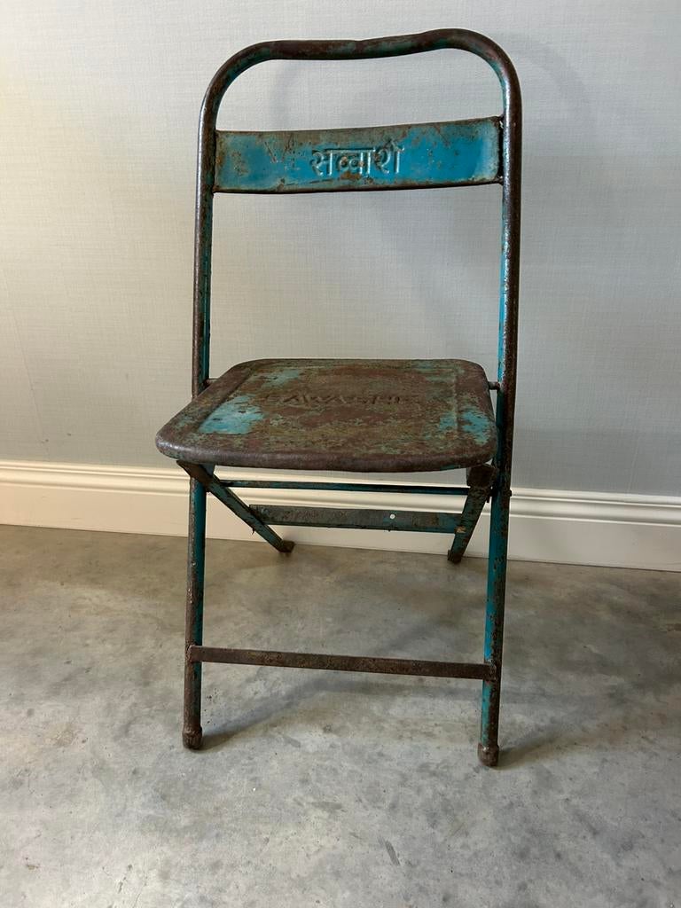 Ijzeren klapstoel (binnen/buiten), Huis en Inrichting, Stoelen, Overige kleuren, Ophalen of Verzenden, Zo goed als nieuw, Eén