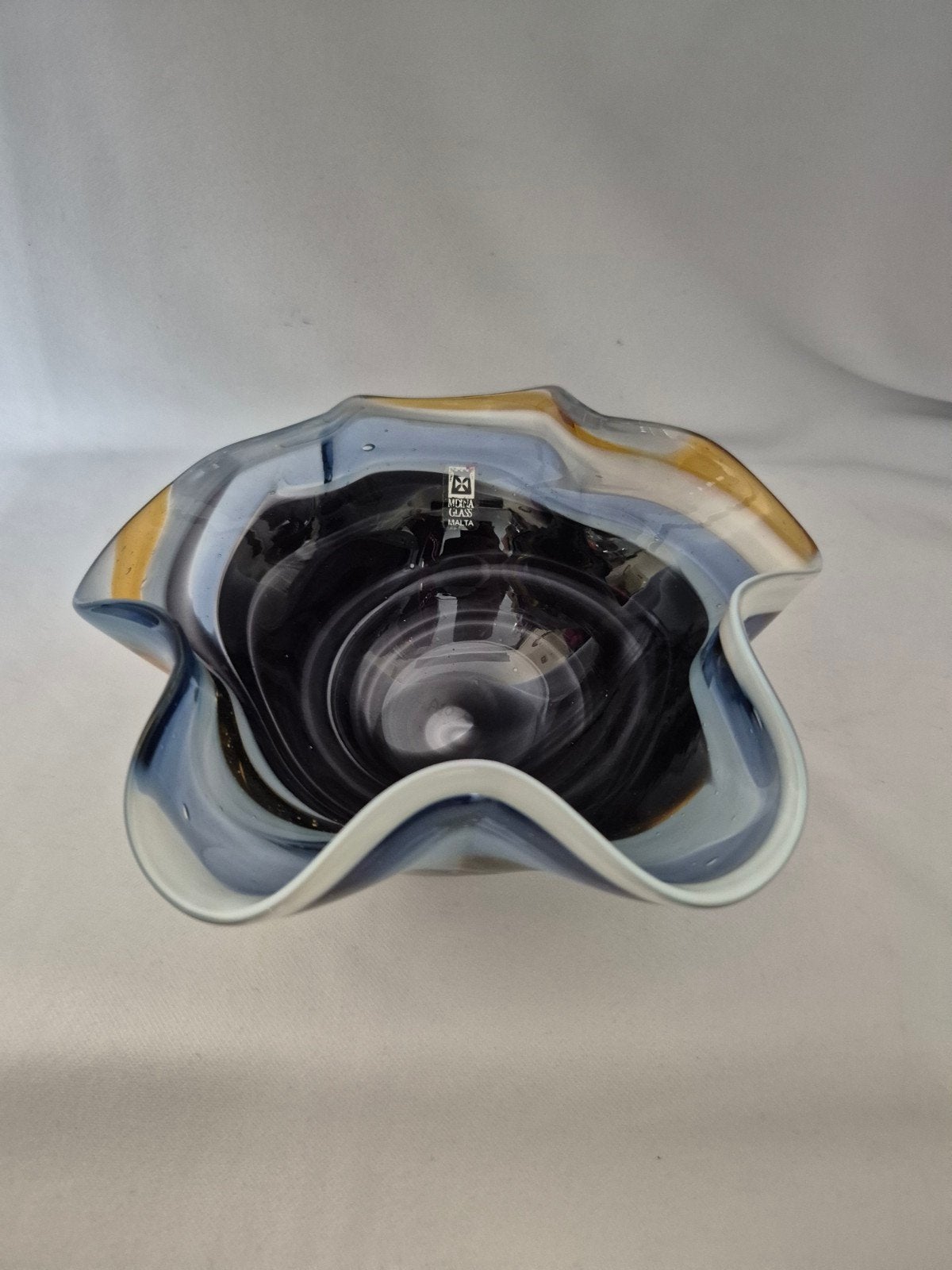 Mdina Glass Malta schaaltje - Blauw, wit, geel, Ophalen of Verzenden