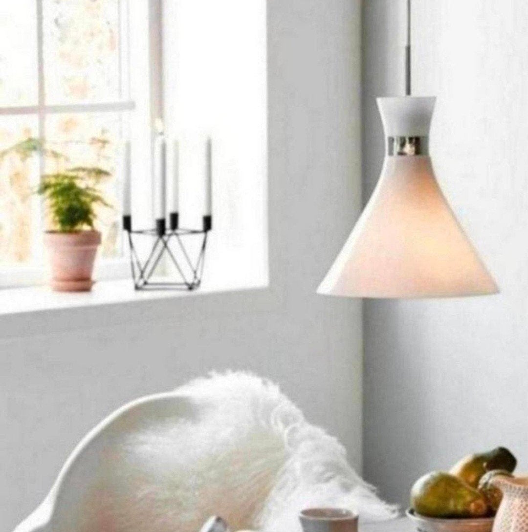 witte glazen Nordlux hanglamp. Model Trompet., Ophalen of Verzenden