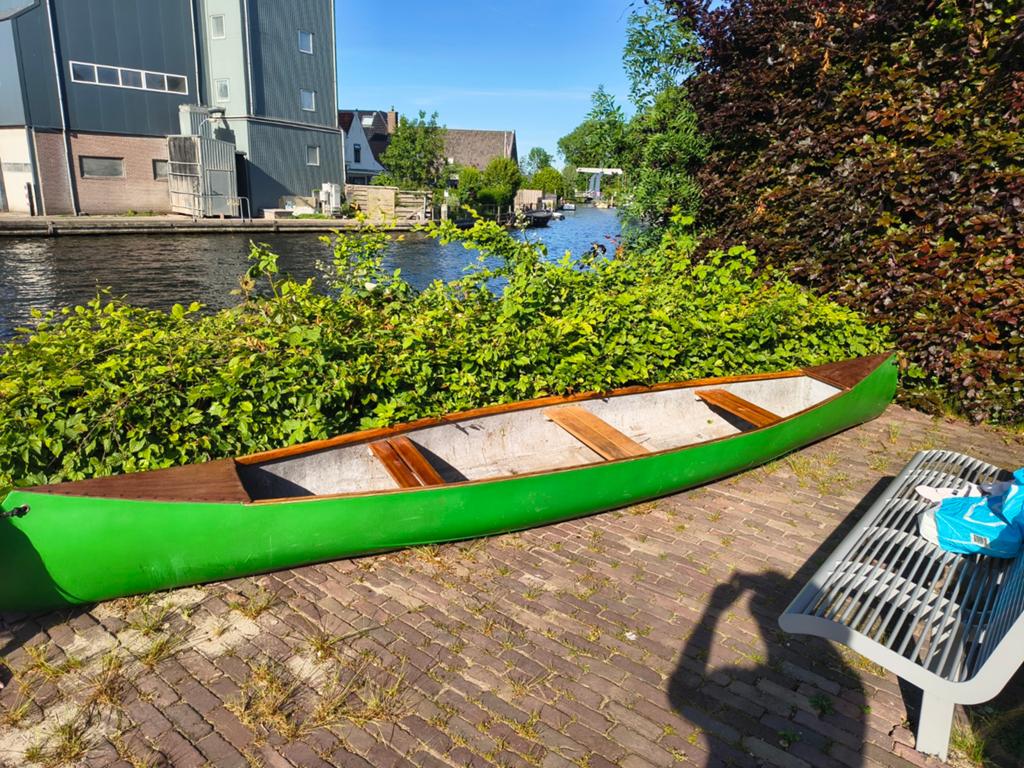 Groene Canadese Kano met Peddels - Perfect voor Avontuur, Watersport en Boten, Kano's, Ophalen, Gebruikt, Met peddels, Twee personen