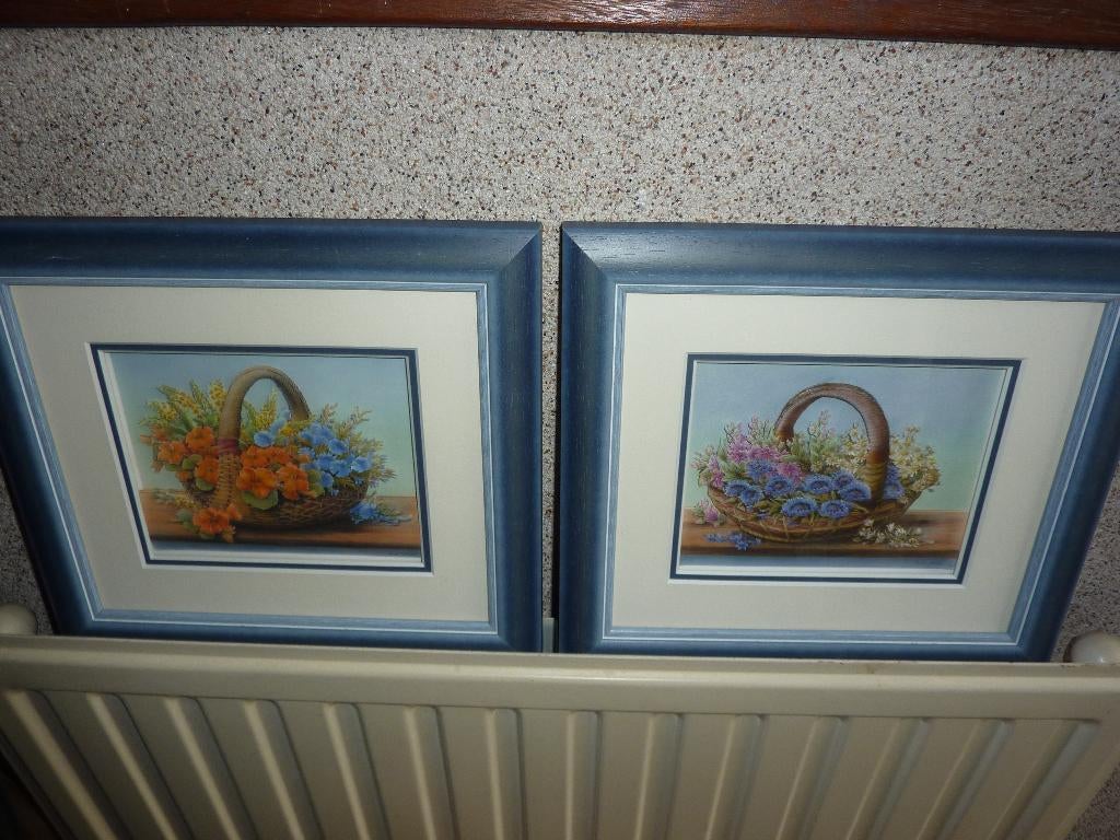 2 prachtige 3 D schilderijtjes bloemen, Huis en Inrichting, Woonaccessoires | Schilderijen, Tekeningen en Foto's, Minder dan 50 cm