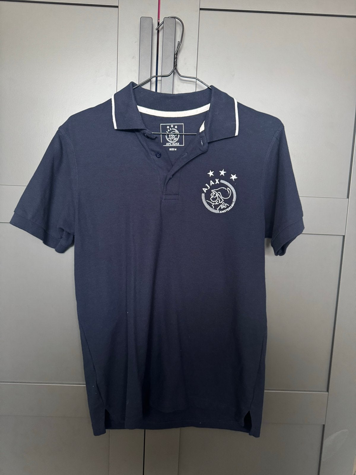 Ajax polo donkerblauw maat M, Ophalen of Verzenden, Zo goed als nieuw, Maat 48/50 (M), Blauw