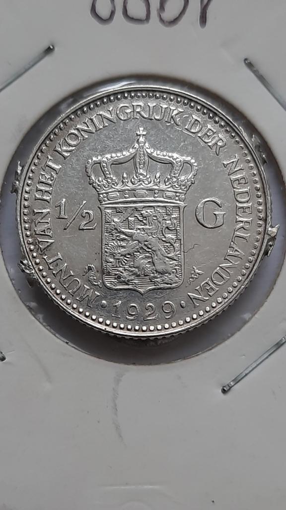 Nederland ½ gulden 1929 (Zilver), Postzegels en Munten, Munten | Nederland, ½ gulden, Koning Willem III, Zilver, Ophalen of Verzenden