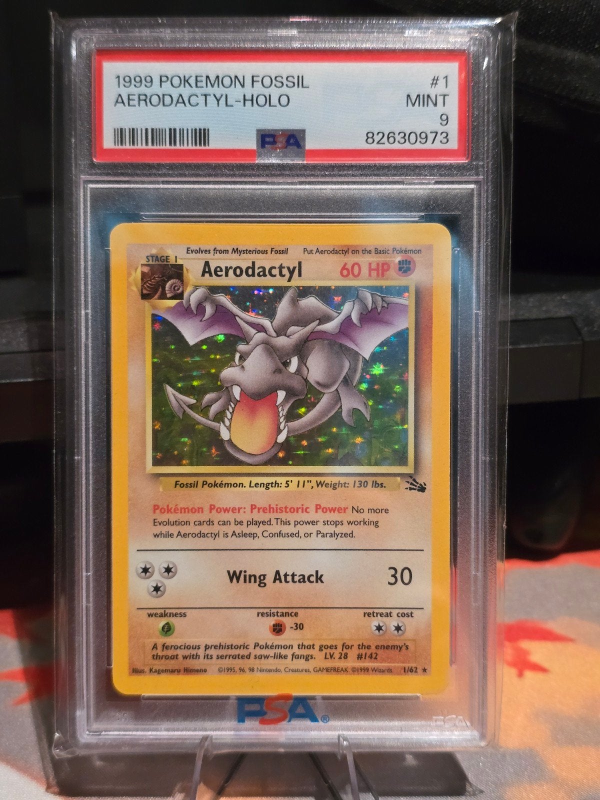 Aerodactyl Fossil PSA 9 | 1/62, Ophalen of Verzenden, Zo goed als nieuw