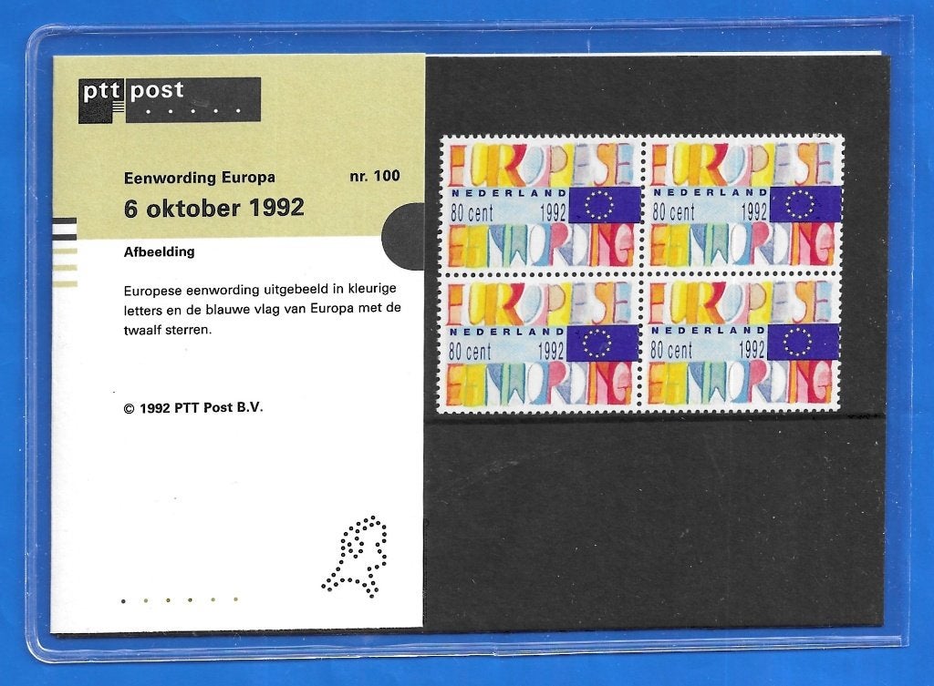 Postzegelmapje 100 Eenwording Europa - 1992, Postzegels en Munten, Verzenden, Na 1940, Postfris