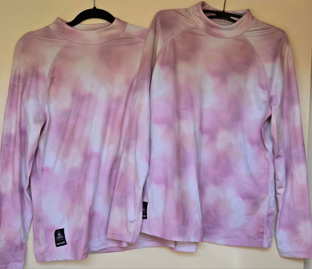 Set van 2 Wedze thermo shirts M - roze/lila tie-dye, Kleding | Dames, Wintersportkleding, Maat 38/40 (M), Overige typen, Ophalen of Verzenden